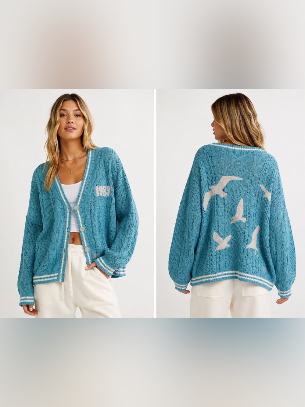 Taylor Swift 1989 Cardigan Sweater Size XL/XXL Turquoise Blue Concert Tour